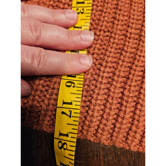 Moon & Madison Cropped Bubble Sleeve Chunky Knit Sweater Terracotta Size XS - Picture 9 of 9